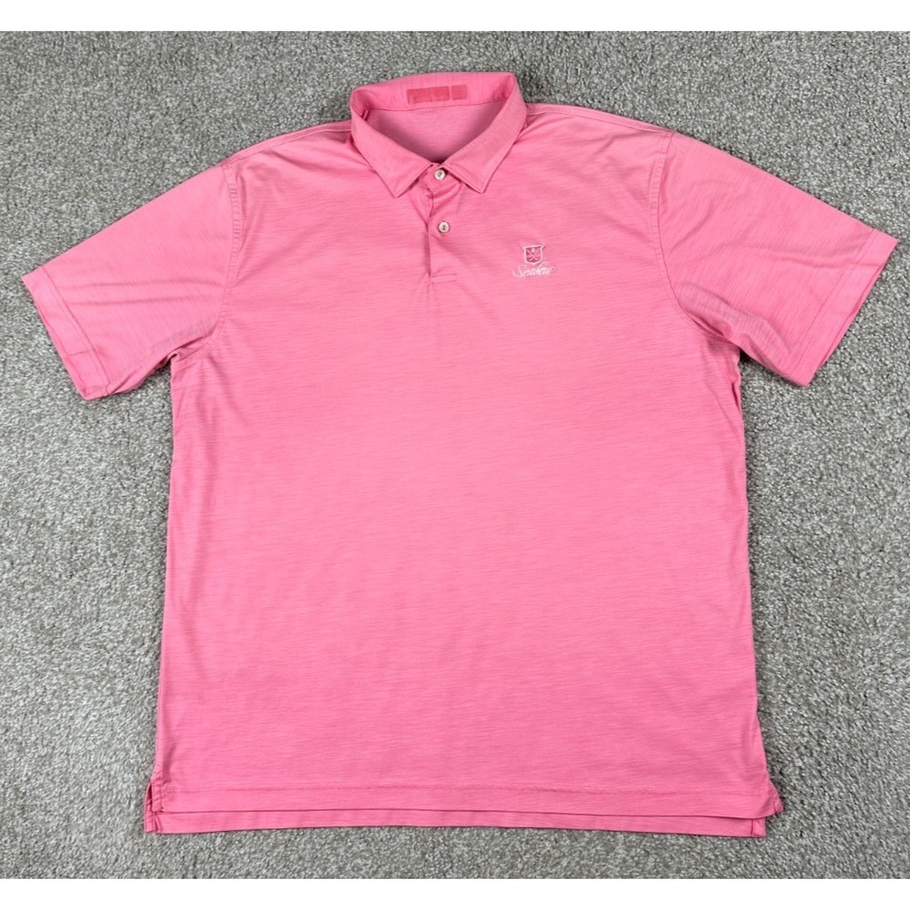 Peter Millar Featherweight Polo‎ Shirt Mens XL Pink Solid Short Sleeve UPF 50+